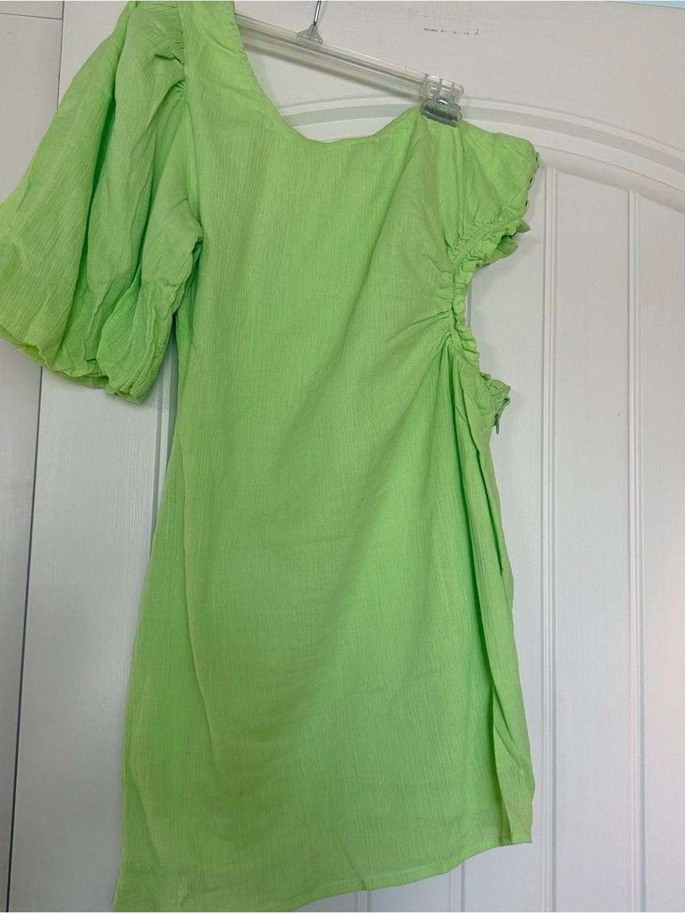 Women’s One-Shoulder Mini Dress in Lime Green